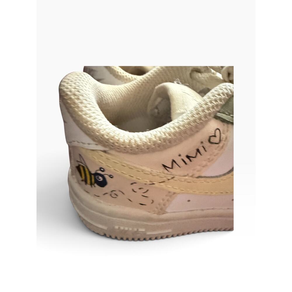 Nike Force 1 LE Baby and Toddler Lace Up Shoes Customized Sneakers Size 7C Cream - Picture 4 of 11